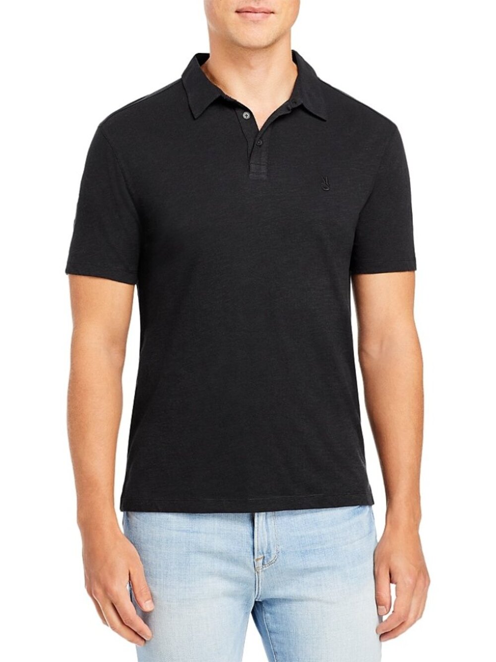 John Varvatos Victor Peace Polo Mineral Black Men's M Cotton
